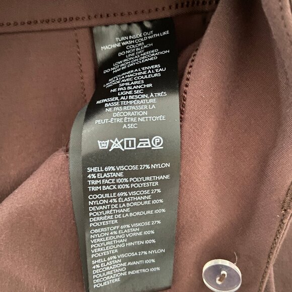 MAEVE The Colette Standard Cropped Wide-Leg Brown Pants With Faux-Leather Pocket - Picture 4 of 6